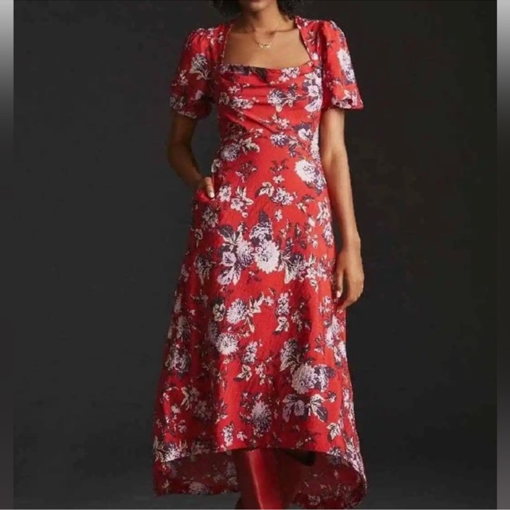 Maeve floral puff sleeve maxi dress